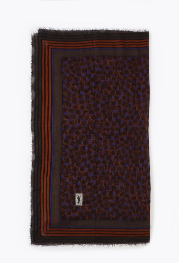 Saint Laurent Late '70s Frayed Graphic Scarf - 2