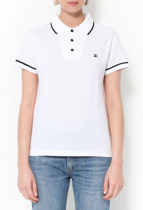 Céline 2021 Piqué Triomphe Polo White - 1