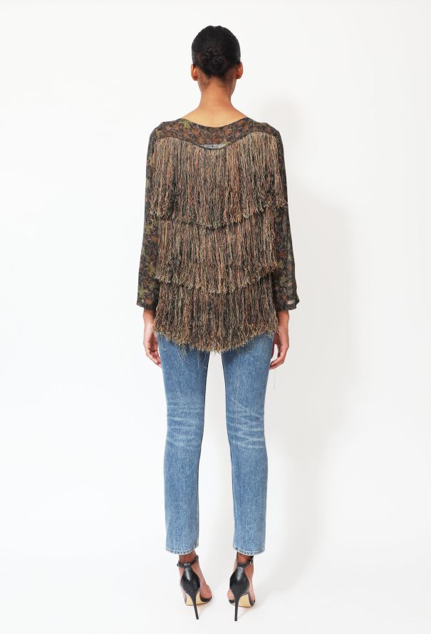 Dries Van Noten Tiered Fringe Silk Top - 3