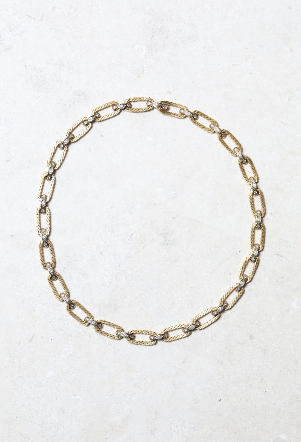 Vintage Fine Jewelry Vintage 18k Gold & Diamond Chainlink Necklace - 2