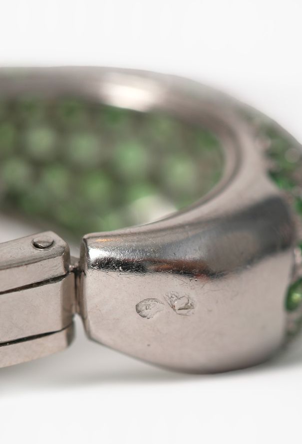 Vintage Fine Jewelry 18k White Gold and Peridot Mini Hoops Earrings - 6