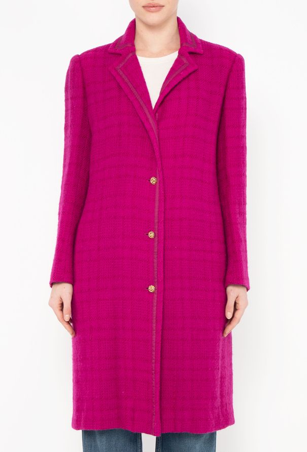Chanel RARE '70s Fuscia Tweed Camélia Coat - 4