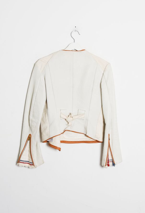 Céline Linen Leather Zip Jacket - 10