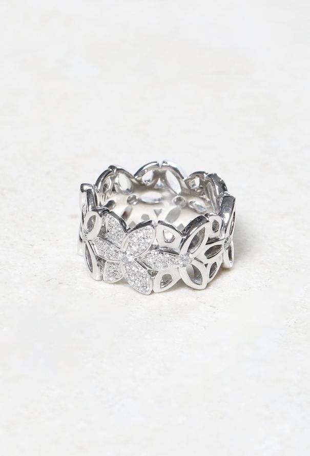 Mellerio 18k White Gold & Diamond Ring - Floral Pattern - 2