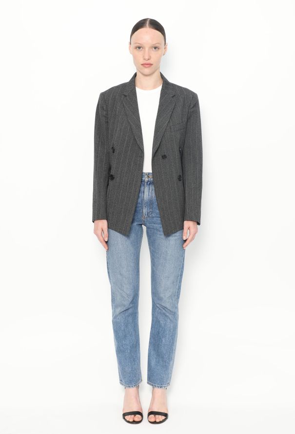 Céline Classic Pinstripe Herringbone Blazer - 2