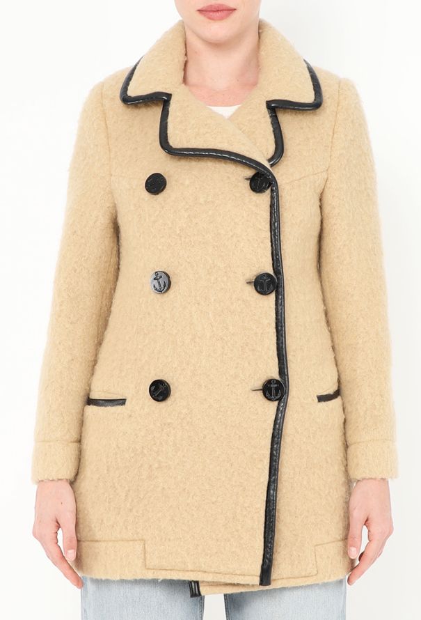 Balenciaga Early 2000s Felted Leather Trim Peacoat - 2