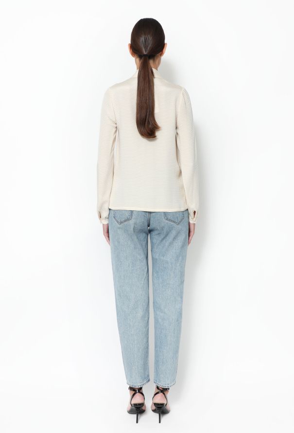 Lanvin Vintage Ribbed Lavallière Blouse - 4