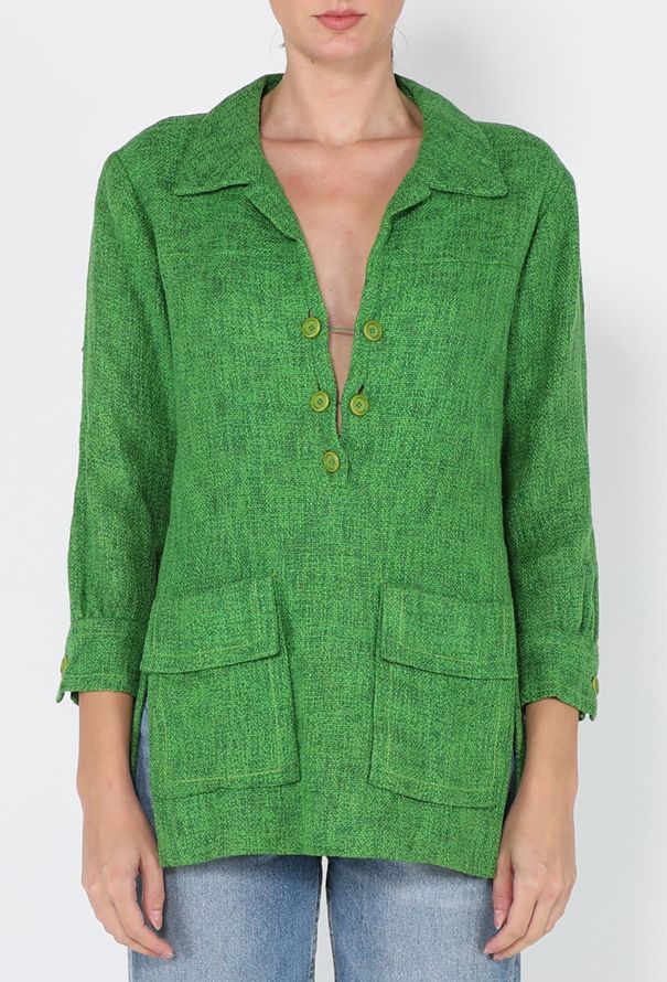 Saint Laurent Haute Couture Tweed Safari Top, 1960s - 2