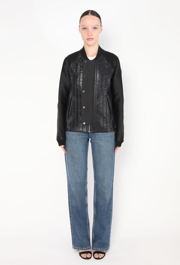 Balenciaga Patent Ribbed Bomber Jacket - 3