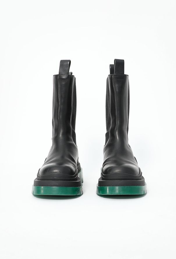 Bottega Veneta Pre-Fall 2020 Tire Chelsea Boots - Black & Green - 4