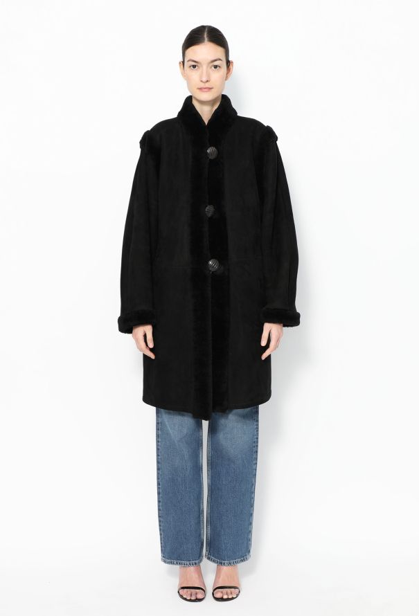 Saint Laurent Vintage Shearling Suede Coat - 1