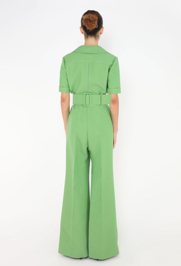 Gucci S/S 2018 Belted 'GG' Jumpsuit Green - 5