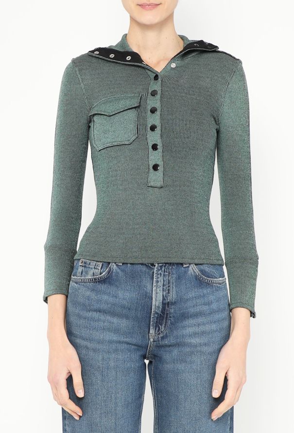 Balenciaga Ribbed Turtleneck Top - Green (F/W 2003) - 1
