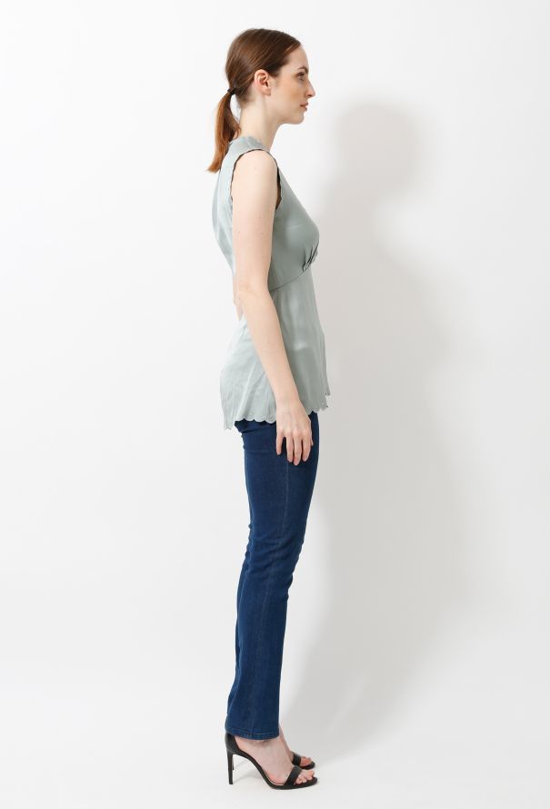 Céline Scallop Embroidered Satin Blouse - 3