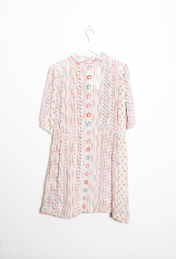 Louis Féraud Vintage Floral Striped Silk Dress - 11