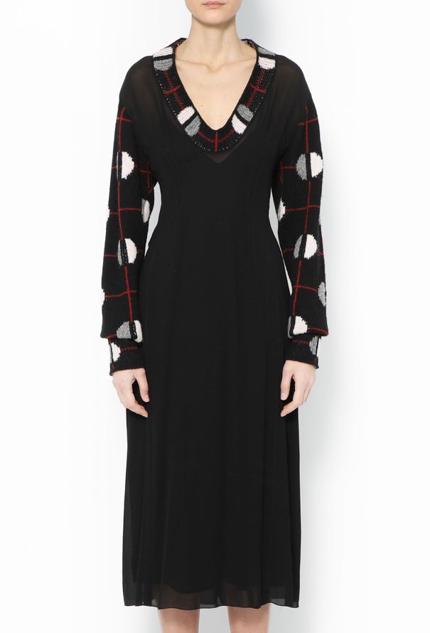 Prada F/W 2021 Knit Trim Crêpe Dress - 3