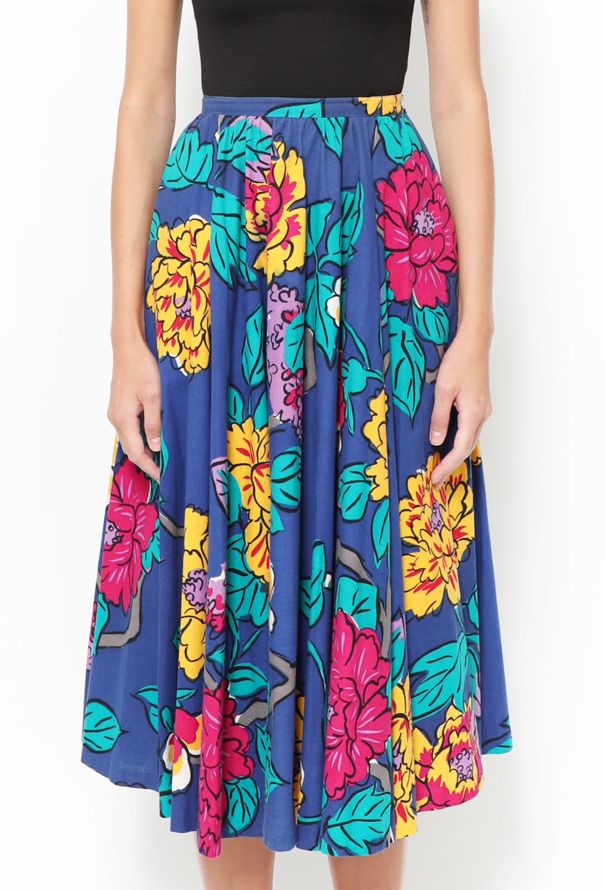 Exquisite Vintage Perry Ellis '80s Floral Cotton Skirt - 2