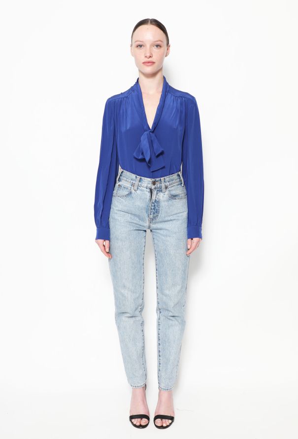 Miu Miu Silk Lavallière Blouse - Cobalt blue - 1