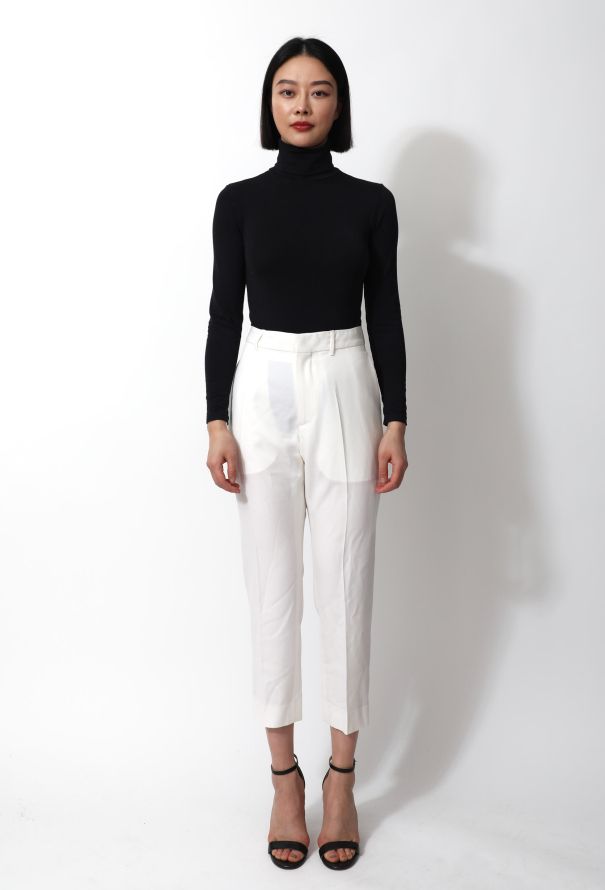Louis Vuitton White Crepe Tapered Trousers - 1