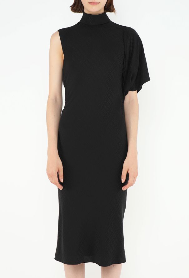 Céline 2022 Monogram Draped Silk Dress - 2