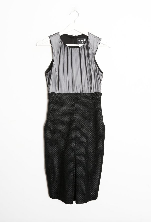 Chanel Silk Tweed Slit Dress - 9