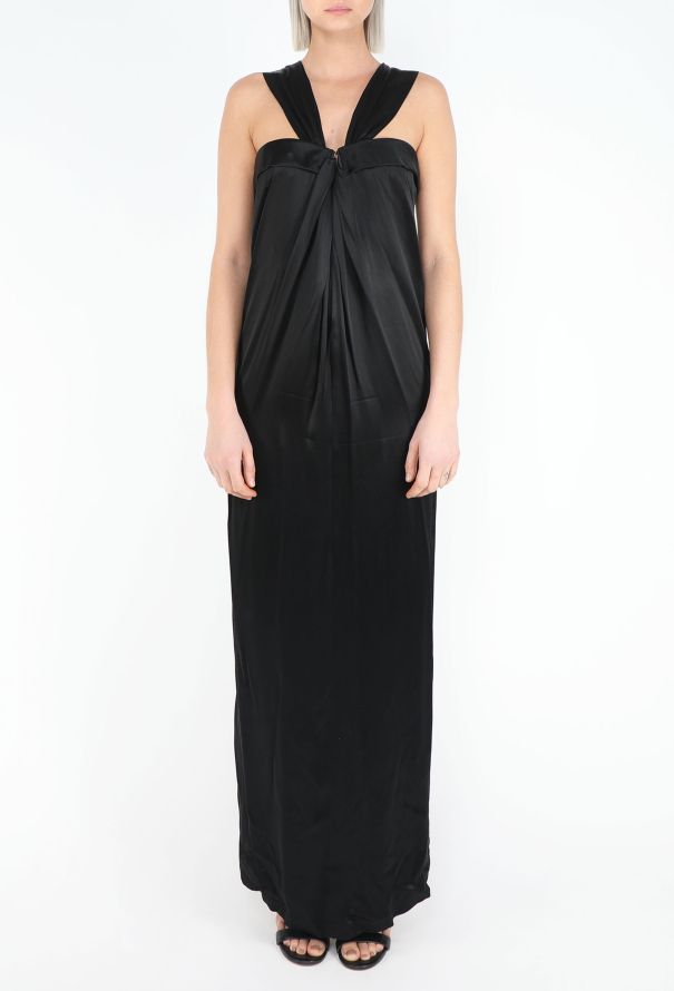 Saint Laurent RARE S/S 1990 Draped Halter Column Gown - 4