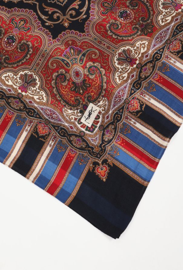 Saint Laurent Vintage Striped Paisley Scarf - 4