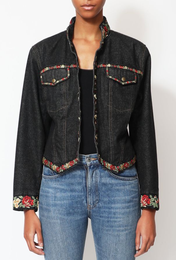 Kenzo Floral Trim Denim Jacket - 1