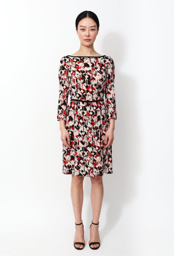 Prada Geometric Print Silk Dress - 1