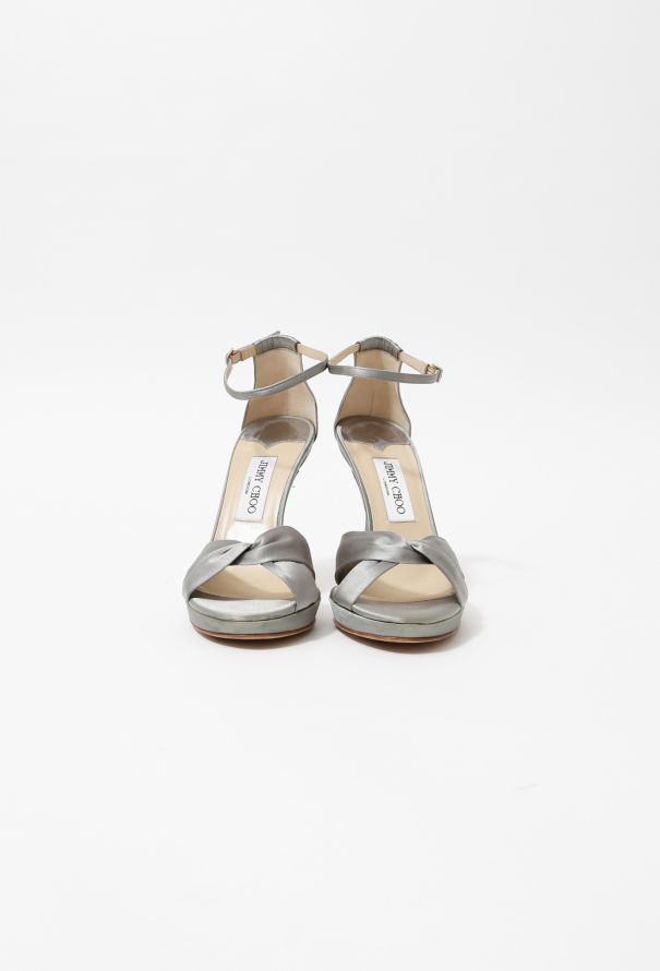 Jimmy Choo Silver Satin Sandals - 3
