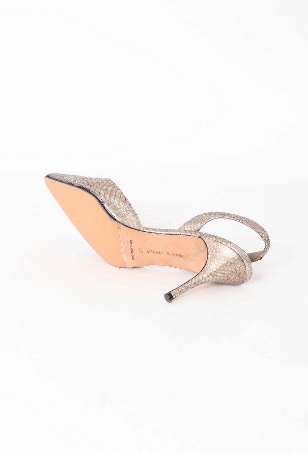 Manolo Blahnik 2019 Metallic Python Carolyne Pumps - 5