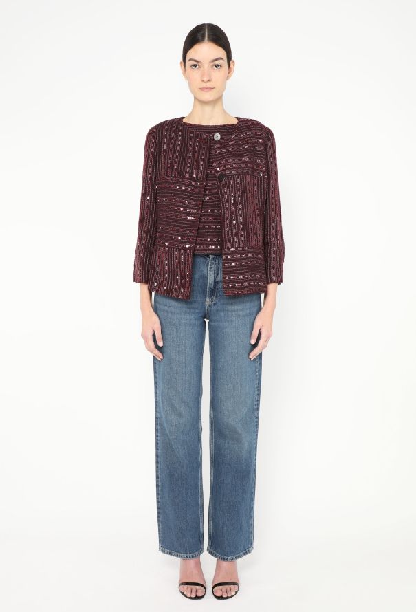 Chanel Resort 2000 Sequin Tweed Ensemble – Burgundy Purple - 4
