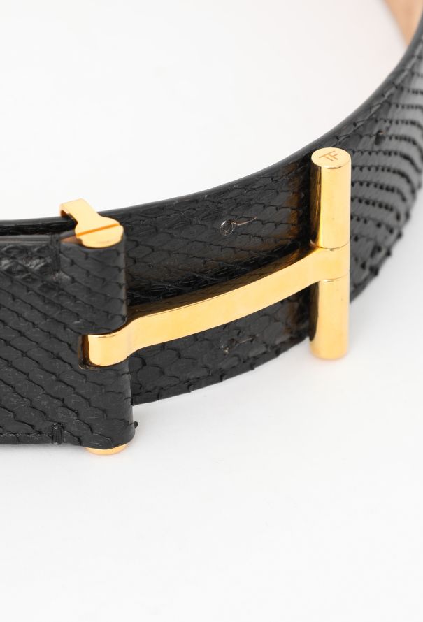 Tom Ford Python Leather Emblem Belt - 3