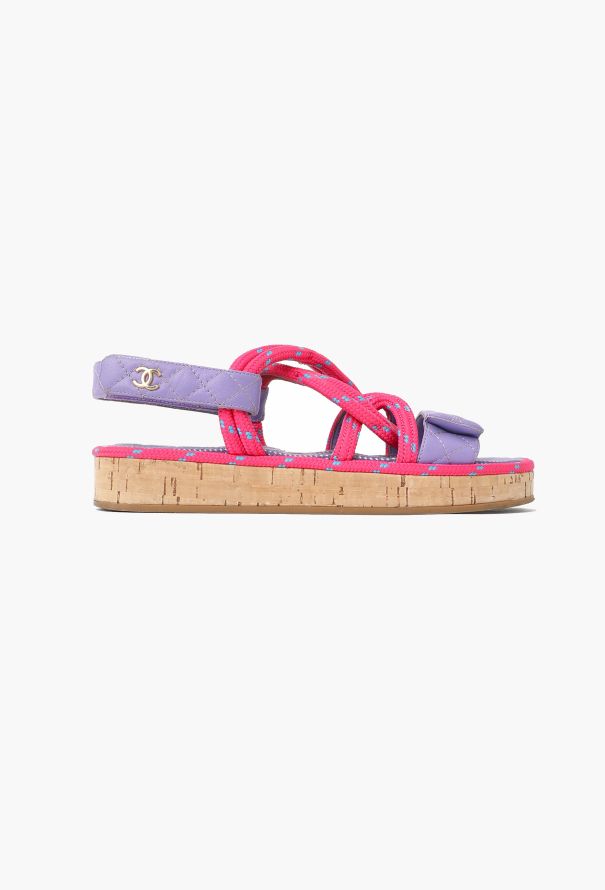 Chanel 2021 Quilted 'CC' Cord Sandals - 1