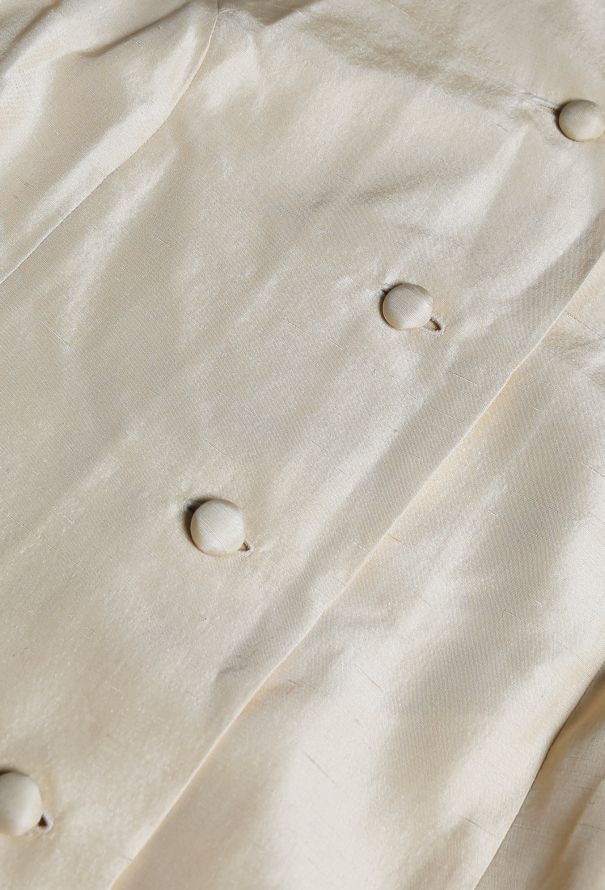 Vintage Jean Patou Beige Silk Belted Dress - 5