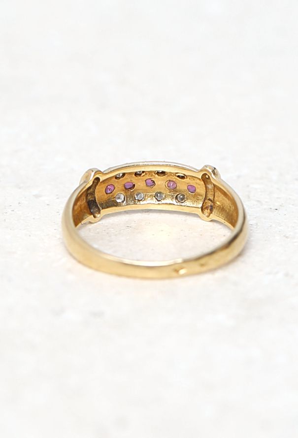 Vintage Fine Jewelry 18k Gold, Diamond & Ruby Band Ring Set - 8