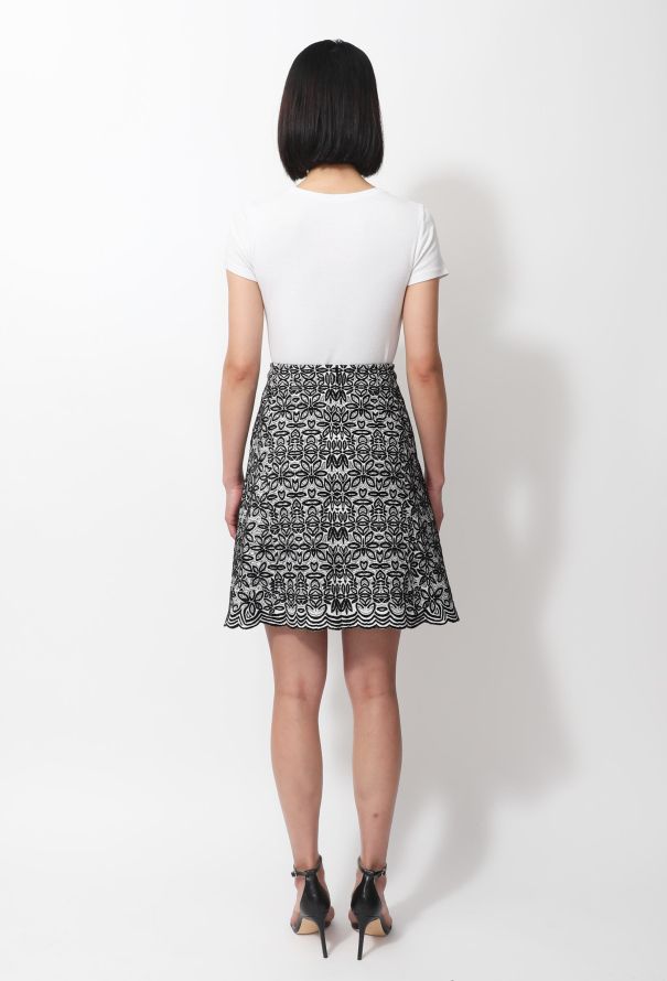 Alaïa Floral Textured Skirt Black & white - 3