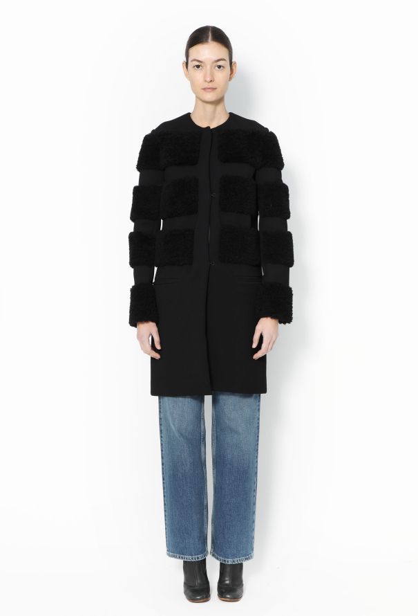 Céline Pre-Fall 2010 Black Shearling Coat - 3