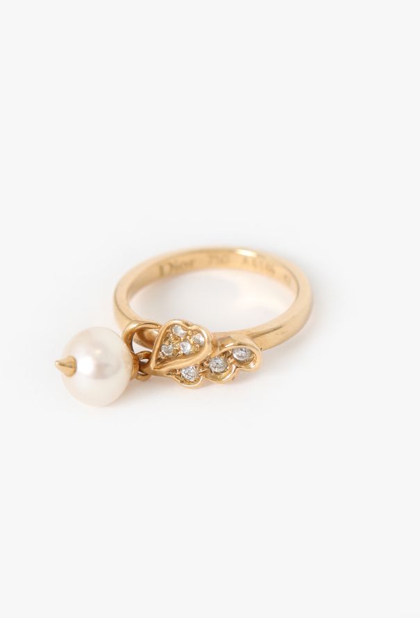 Dior 18k Yellow Gold, Pearl & Diamond Ring - 3