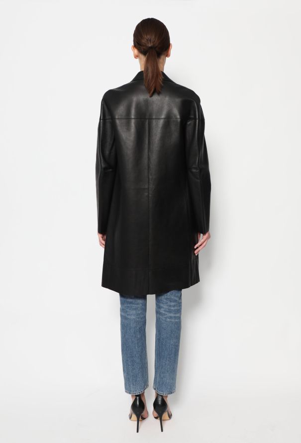 Céline Contrast Leather Coat - 4