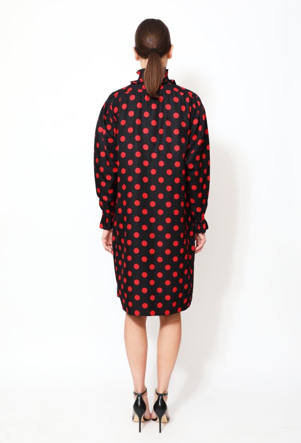 Saint Laurent 70s Polka Dot Smock Dress Black - 3