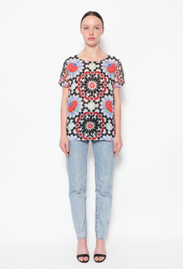Chanel Resort 2015 Graphic Chiffon Top - 3
