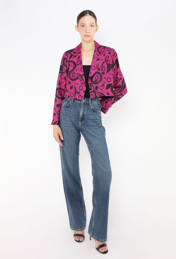 Saint Laurent '80s Abstract Linen Jacket - 3