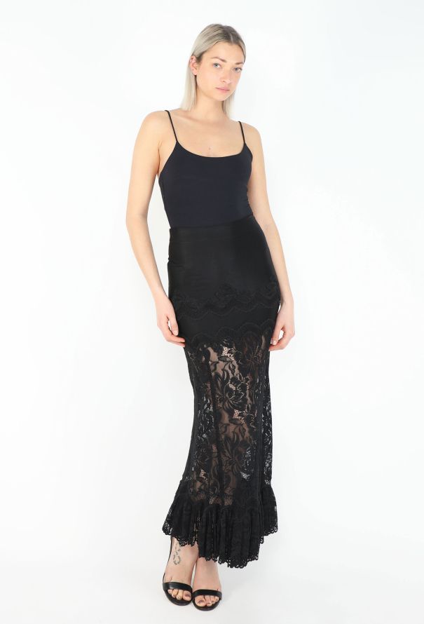 Paco Rabanne 2023 Floral Lace Ruffled Skirt - 4