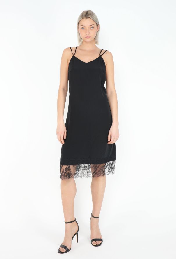 Saint Laurent '90s Chantilly Trim Slip Dress - 4