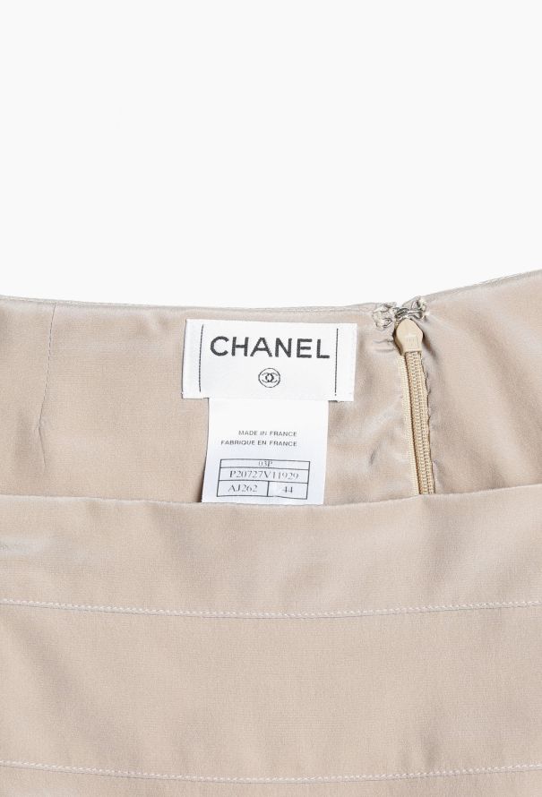 Chanel Taupe brown Flared Silk Skirt - 4