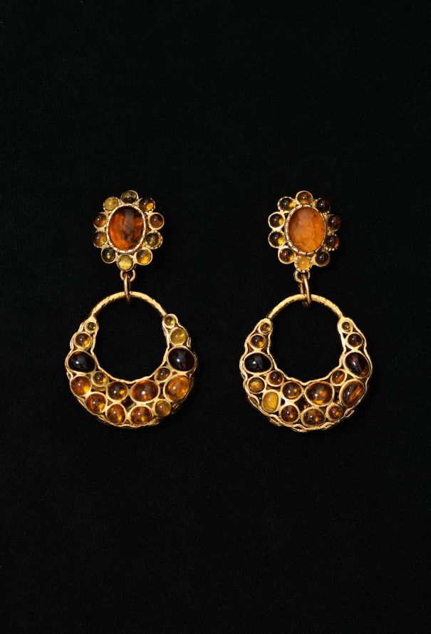 Chanel 1994 Çitrine Glass Clip Earrings - 2