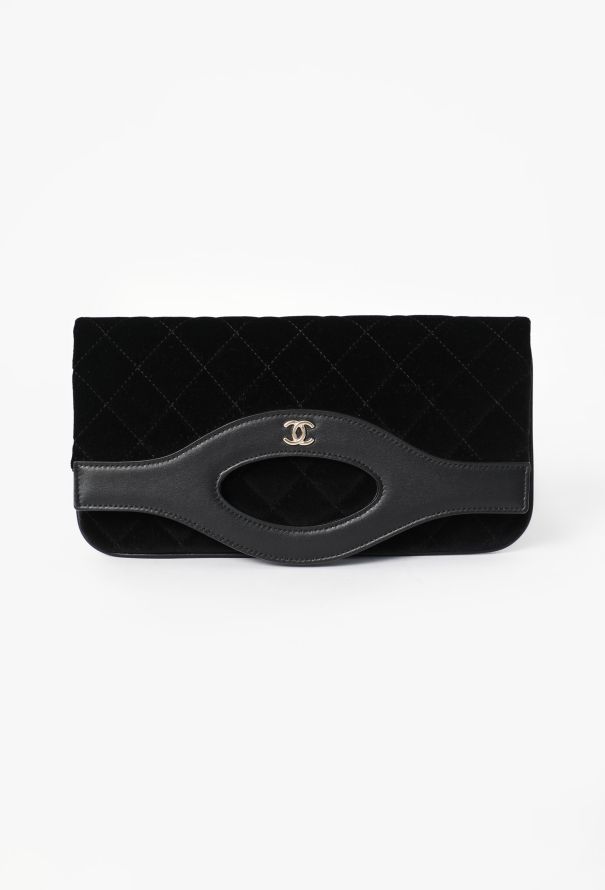 Chanel Small Classic Quilted Velvet 31 Clutch - 1