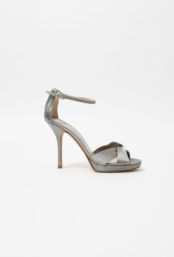 Jimmy Choo Silver Satin Sandals - 1