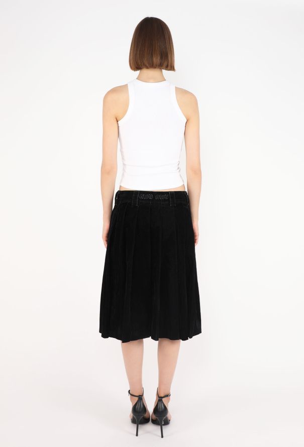 Miu Miu Velvet Logo Pleated Skirt, 2024 - 7